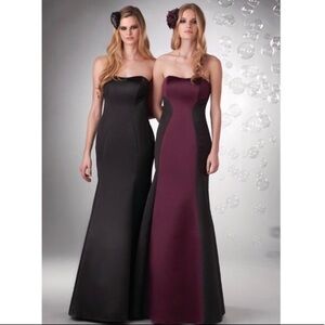 Bari Jay black satin mermaid style strapless evening gown